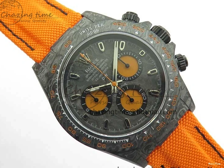 MiroTime 0122 Daytona DIW Carbon Noob 1:1 Best Edition Black Orange Dial on Orange Nylon Strap SA TopPick 2586